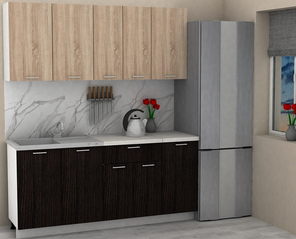 Изображение товара Кухонный гарнитур Eligard Lion 1.8 без столешницы (дуб сонома/дуб марбург)