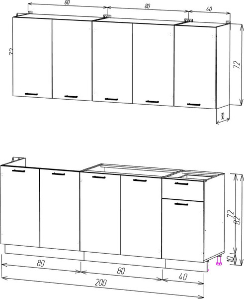 Изображение товара Кухонный гарнитур Eligard Lion 2.0 без столешницы (дымчатый алмаз)