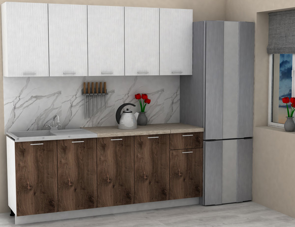 Изображение товара Кухонный гарнитур Eligard Lion 2.0 без столешницы (белый/дуб нокс)