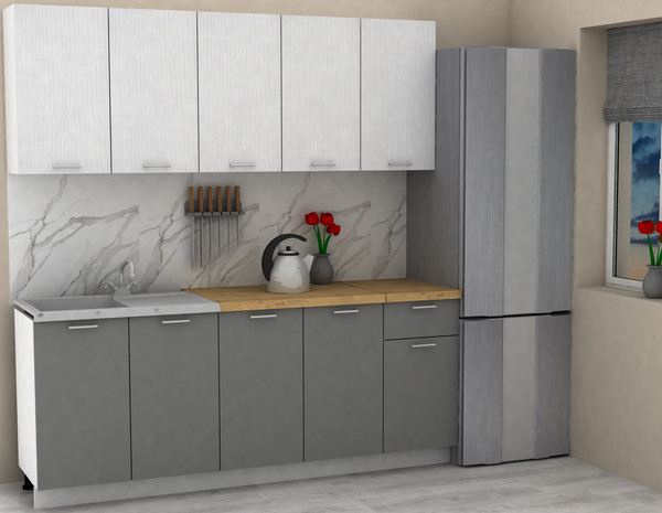 Изображение товара Кухонный гарнитур Eligard Lion 2.0 без столешницы (белый/дымчатый алмаз)