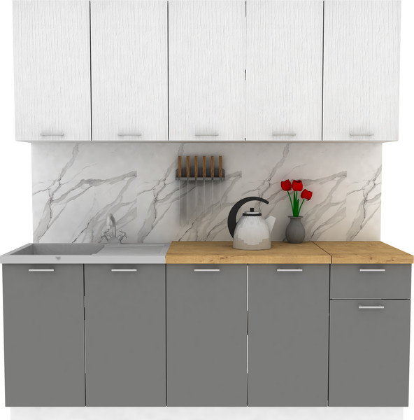 Изображение товара Кухонный гарнитур Eligard Lion 2.0 без столешницы (белый/дымчатый алмаз)