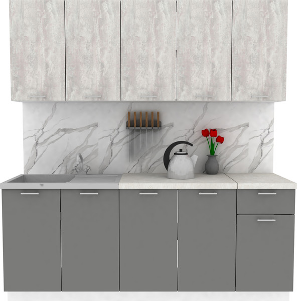 Изображение товара Кухонный гарнитур Eligard Lion 2.0 без столешницы (ледяное дерево/дымчатый алмаз)