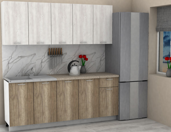 Изображение товара Кухонный гарнитур Eligard Lion 2.0 без столешницы (сосна каньон/дуб каньон)