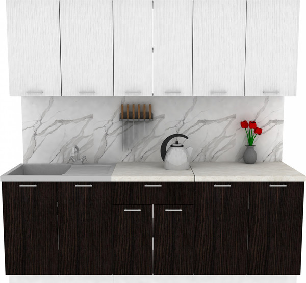 Изображение товара Кухонный гарнитур Eligard Lion 2.2 без столешницы (белый/дуб марбург)