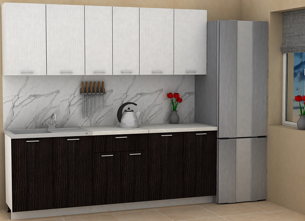 Изображение товара Кухонный гарнитур Eligard Lion 2.2 без столешницы (белый/дуб марбург)