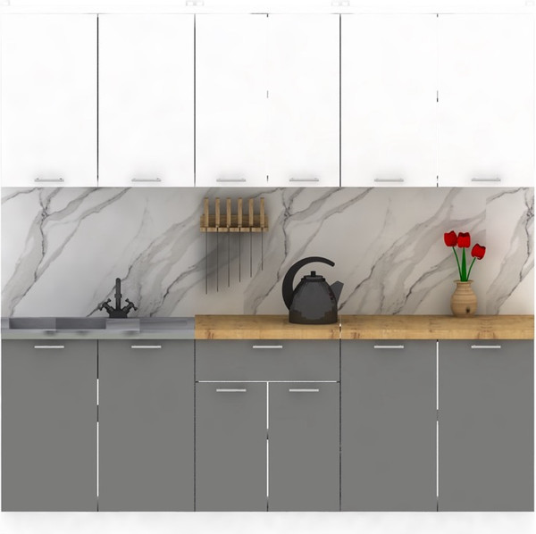 Изображение товара Кухонный гарнитур Eligard Lion 2.2 без столешницы (белый/дымчатый алмаз)