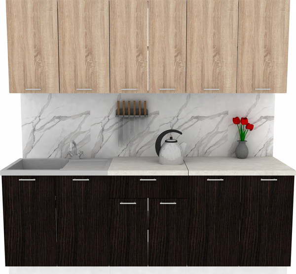 Изображение товара Кухонный гарнитур Eligard Lion 2.2 без столешницы (дуб сонома/дуб марбург)