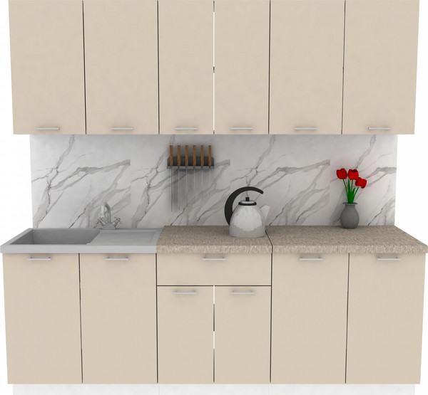 Изображение товара Кухонный гарнитур Eligard Lion 2.2 без столешницы (персидский жемчуг)