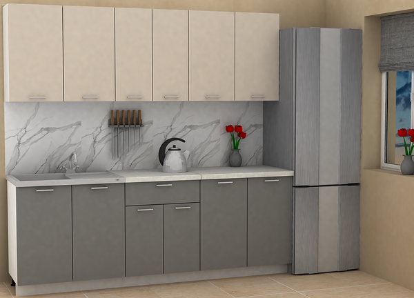 Изображение товара Кухонный гарнитур Eligard Lion 2.2 без столешницы (персидский жемчуг/дымчатый алмаз)