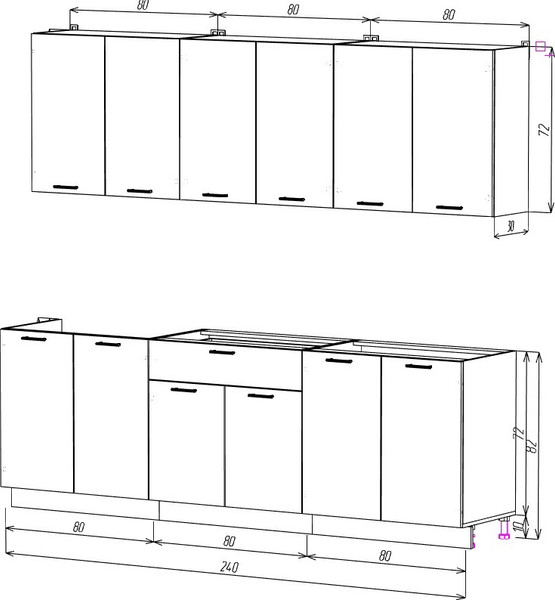 Изображение товара Кухонный гарнитур Eligard Lion 2.4 без столешницы (белый)