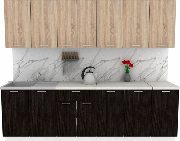 Изображение товара Кухонный гарнитур Eligard Lion 2.6 без столешницы (дуб сонома/дуб марбург)