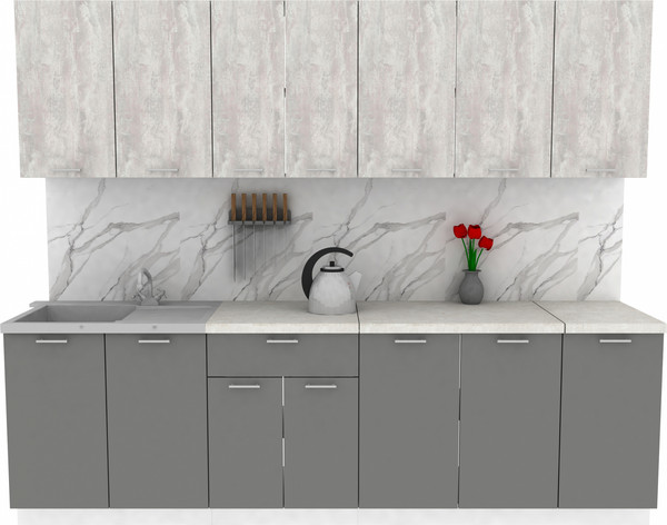 Изображение товара Кухонный гарнитур Eligard Lion 2.6 без столешницы (ледяное дерево/дымчатый алмаз)