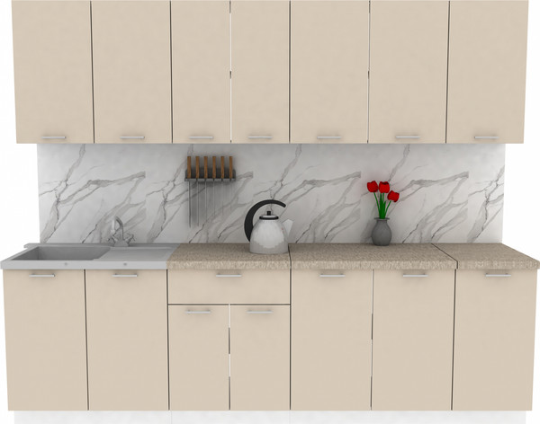 Изображение товара Кухонный гарнитур Eligard Lion 2.6 без столешницы (персидский жемчуг)