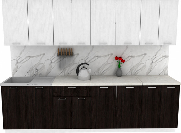 Изображение товара Кухонный гарнитур Eligard Lion 2.8 без столешницы (белый/дуб марбург)