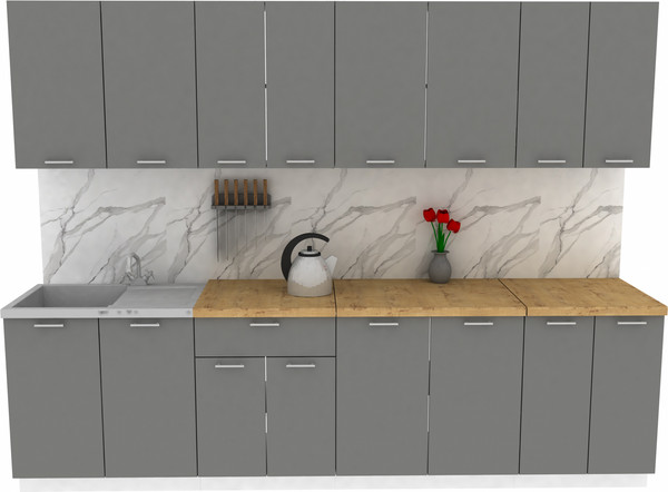 Изображение товара Кухонный гарнитур Eligard Lion 2.8 без столешницы (дымчатый алмаз)