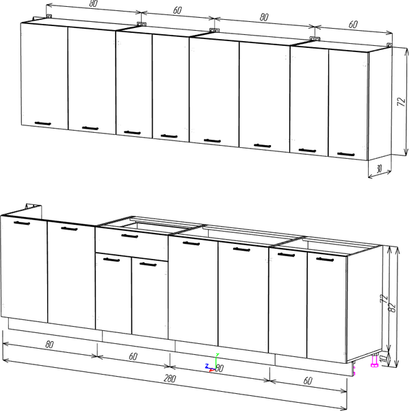 Изображение товара Кухонный гарнитур Eligard Lion 2.8 без столешницы (персидский жемчуг)