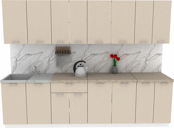 Изображение товара Кухонный гарнитур Eligard Lion 2.8 без столешницы (персидский жемчуг)