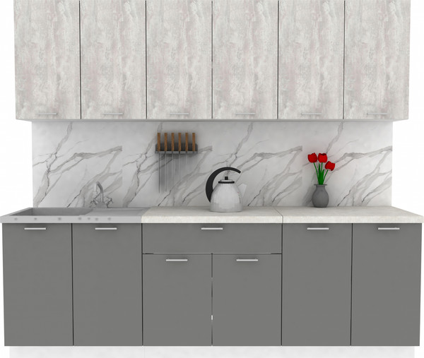 Изображение товара Кухонный гарнитур Eligard Lion 2.4 без столешницы (ледяное дерево/дымчатый алмаз)