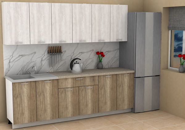 Изображение товара Кухонный гарнитур Eligard Lion 2.4 без столешницы (сосна каньон/дуб каньон)