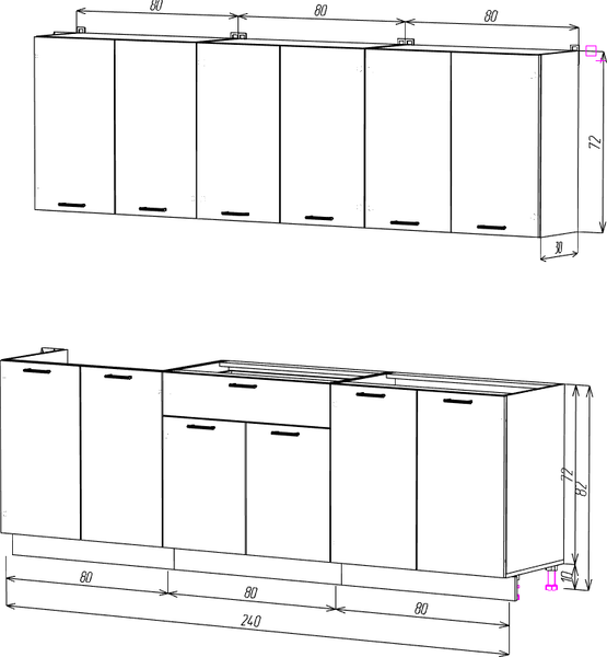 Изображение товара Кухонный гарнитур Eligard Lion 2.4 без столешницы (сосна каньон/дуб каньон)