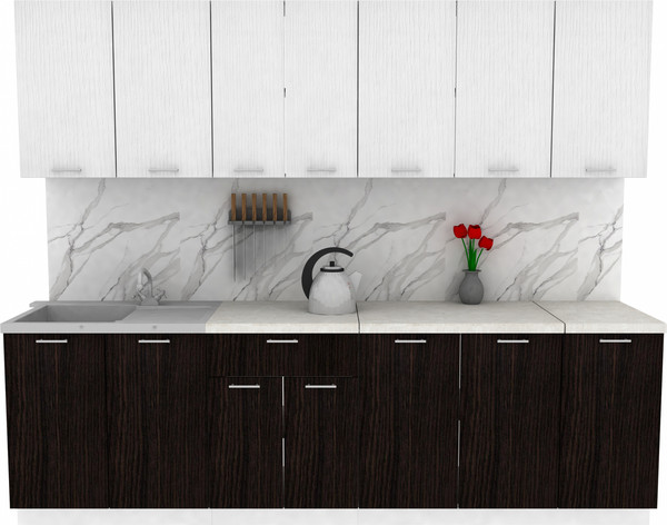 Изображение товара Кухонный гарнитур Eligard Lion 2.6 без столешницы (белый/дуб марбург)