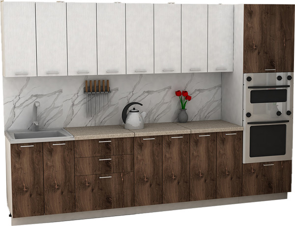 Изображение товара Кухонный гарнитур Eligard Lion 3.0 без столешницы (белый/дуб нокс)