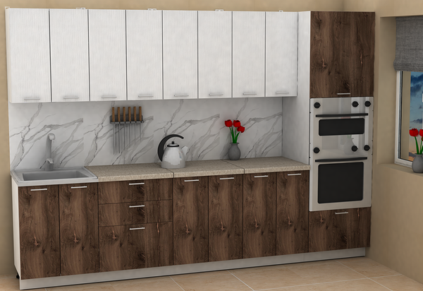 Изображение товара Кухонный гарнитур Eligard Lion 3.0 без столешницы (белый/дуб нокс)