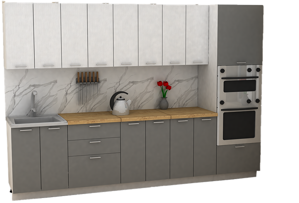 Изображение товара Кухонный гарнитур Eligard Lion 3.0 без столешницы (белый/дымчатый алмаз)