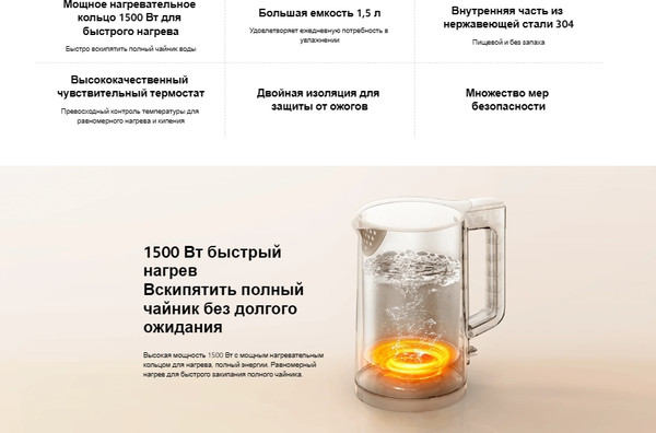Изображение товара Электрочайник Xiaomi Electric Kettle 2 Lite BHR9036EU / MJDSH06-A