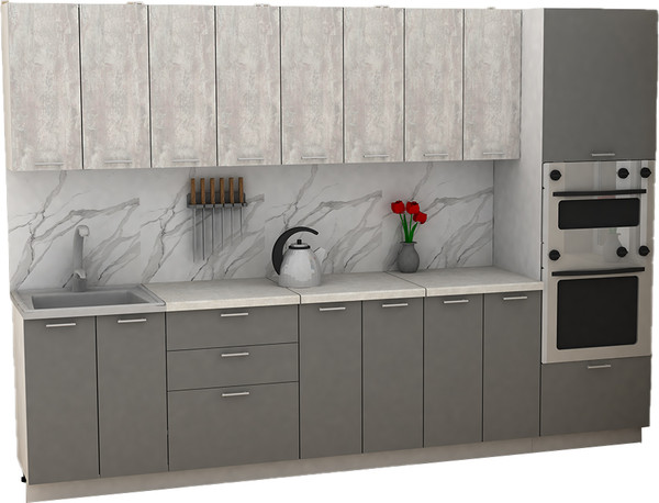 Изображение товара Кухонный гарнитур Eligard Lion 3.0 без столешницы (ледяное дерево/дымчатый алмаз)