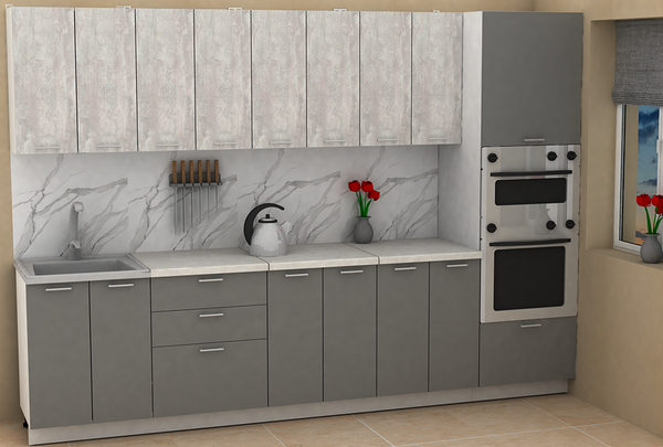 Изображение товара Кухонный гарнитур Eligard Lion 3.0 без столешницы (ледяное дерево/дымчатый алмаз)