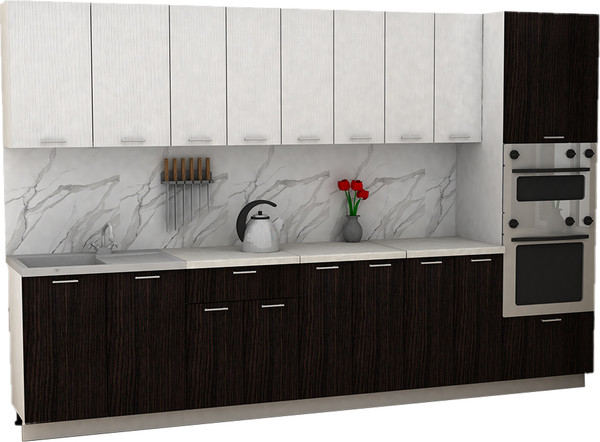 Изображение товара Кухонный гарнитур Eligard Lion 3.2 без столешницы (белый/дуб марбург)