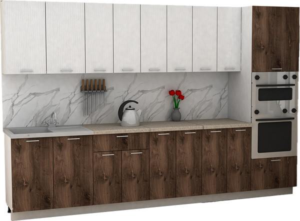 Изображение товара Кухонный гарнитур Eligard Lion 3.2 без столешницы (белый/дуб нокс)