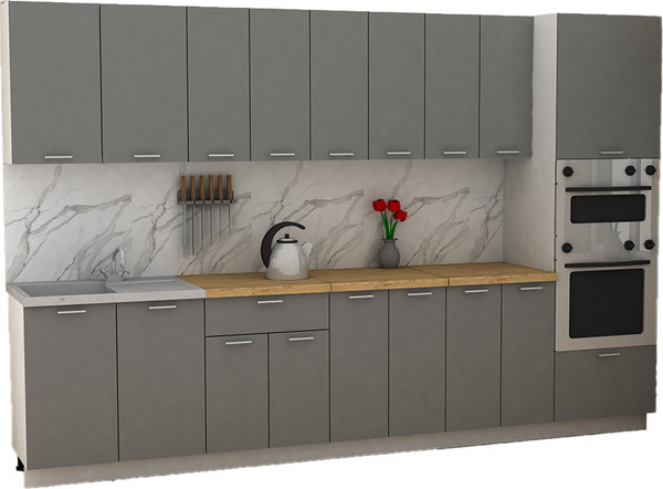 Изображение товара Кухонный гарнитур Eligard Lion 3.2 без столешницы (дымчатый алмаз)