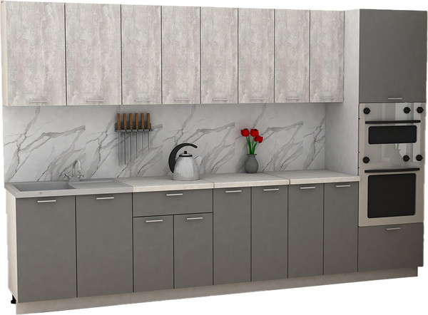 Изображение товара Кухонный гарнитур Eligard Lion 3.2 без столешницы (ледяное дерево/дымчатый алмаз)