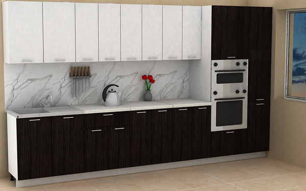 Изображение товара Кухонный гарнитур Eligard Lion 3.6 без столешницы (белый/дуб марбург)