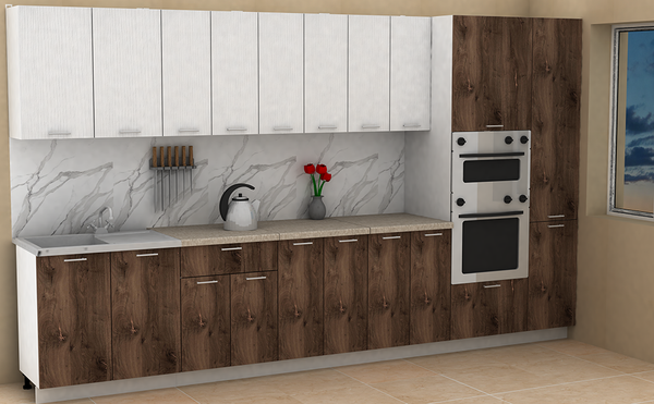 Изображение товара Кухонный гарнитур Eligard Lion 3.6 без столешницы (белый/дуб нокс)