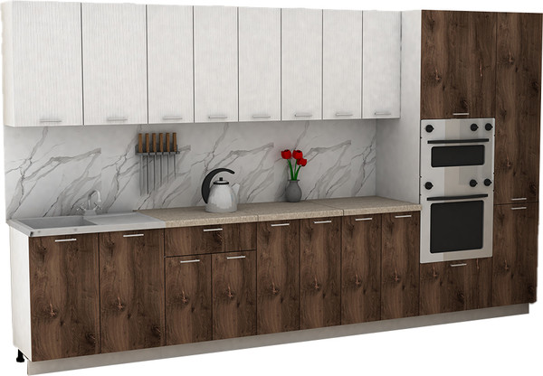 Изображение товара Кухонный гарнитур Eligard Lion 3.6 без столешницы (белый/дуб нокс)