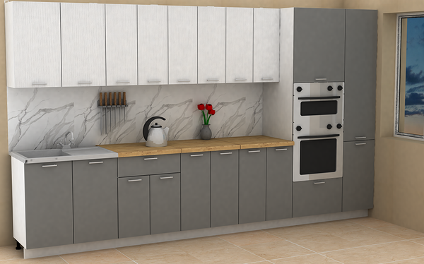 Изображение товара Кухонный гарнитур Eligard Lion 3.6 без столешницы (белый/дымчатый алмаз)