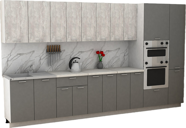 Изображение товара Кухонный гарнитур Eligard Lion 3.6 без столешницы (ледяное дерево/дымчатый алмаз)