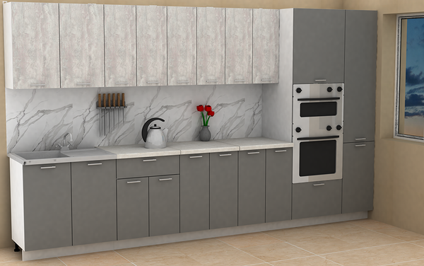 Изображение товара Кухонный гарнитур Eligard Lion 3.6 без столешницы (ледяное дерево/дымчатый алмаз)