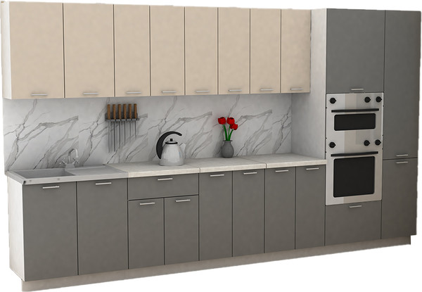 Изображение товара Кухонный гарнитур Eligard Lion 3.6 без столешницы (персидский жемчуг/дымчатый алмаз)