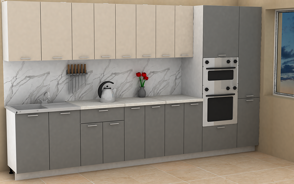 Изображение товара Кухонный гарнитур Eligard Lion 3.6 без столешницы (персидский жемчуг/дымчатый алмаз)