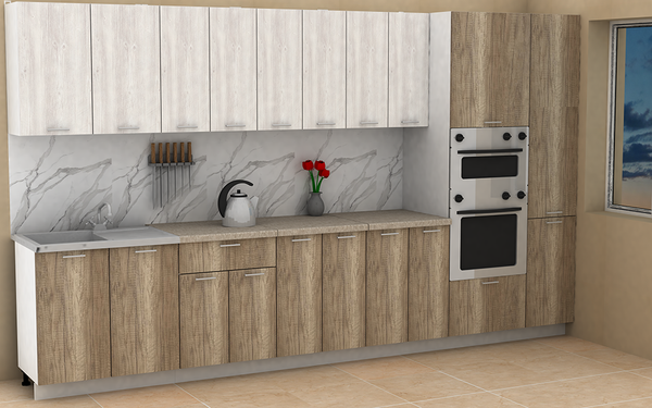 Изображение товара Кухонный гарнитур Eligard Lion 3.6 без столешницы (сосна каньон/дуб каньон)