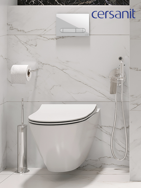 Изображение товара Унитаз подвесной с инсталляцией Cersanit City Smart CO DPL EO Slim (с кнопкой Estetica 64109 белый)