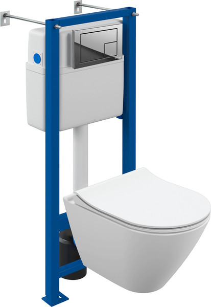 Изображение товара Унитаз подвесной с инсталляцией Cersanit City Smart CO DPL EO Slim (с кнопкой Corner 64108 хром глянцевый)