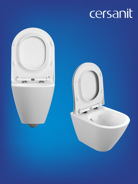 Изображение товара Унитаз подвесной с инсталляцией Cersanit City Smart CO DPL EO Slim (с кнопкой Corner 64108 хром глянцевый)