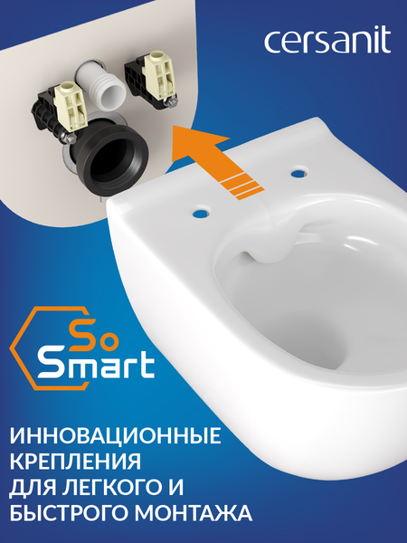 Изображение товара Унитаз подвесной с инсталляцией Cersanit City Smart CO DPL EO Slim (с кнопкой Twins 63524 золото матовый)