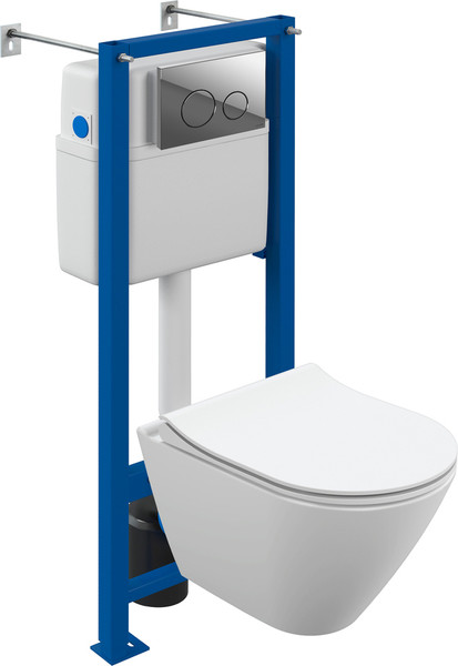 Изображение товара Унитаз подвесной с инсталляцией Cersanit City Smart CO DPL EO Slim (с кнопкой Twins 63523 хром глянцевый)