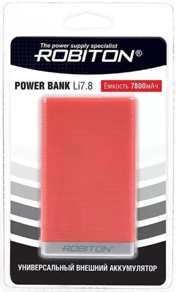 Изображение товара Портативное зарядное устройство Robiton Power Bank Li7.8-R / БЛ15311 (красный)